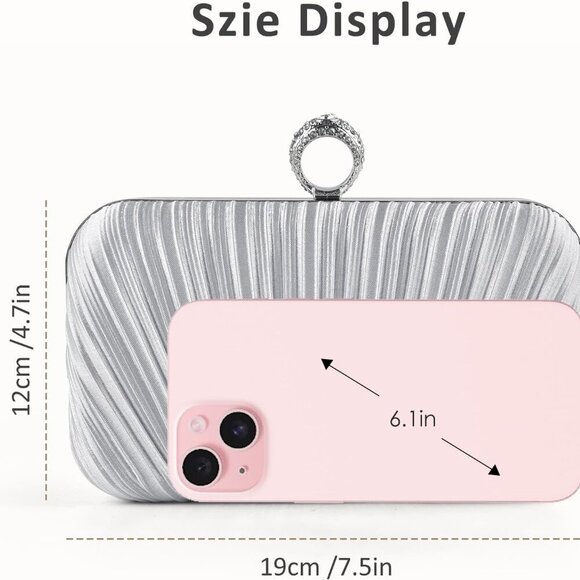 Women's Evening Bag Clutch Purse, Handbag Chain Strap Shoulder Bag for Wedding P - Picture 2 of 7
